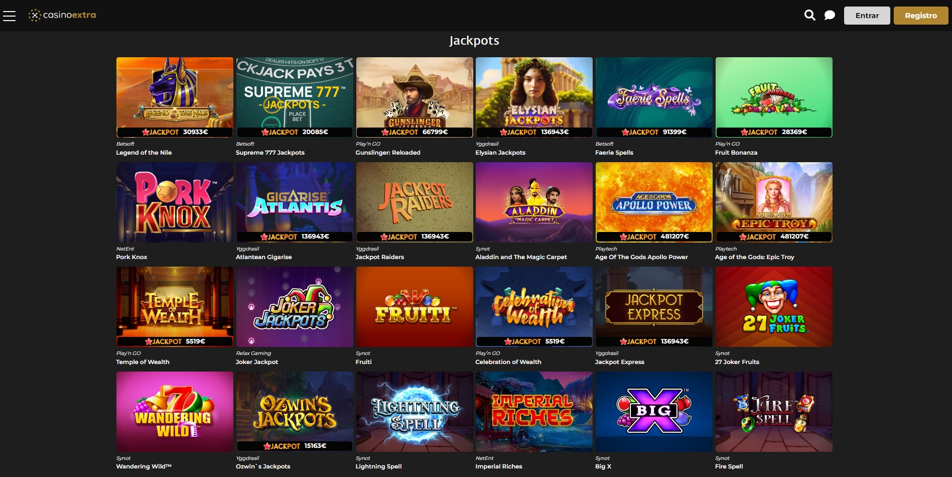 Intenta llevarte el premio gordo CasinoExtra juegos de jackpot