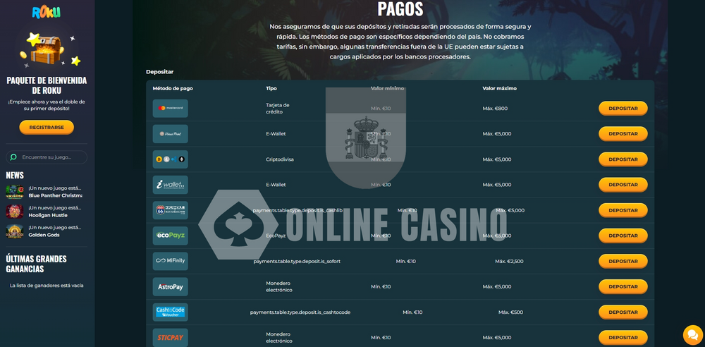 Roku Casino metodo de pagos Roku Casino metodo de pagos